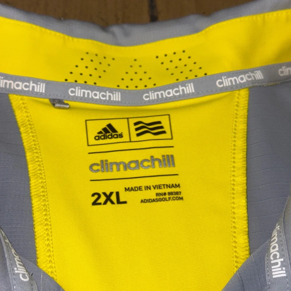 Adidas Golf Mens Climachill Polo Shirt 2XL Grey Yellow Geometric BC2317